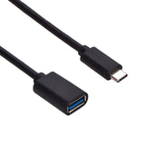 8 Inches USB-C Male to USB 3.0 A-Female Adapter Converter Black