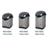 Tiger PDU-A Series Stainless Steel Electric Water Boiler And Warmer PDU-A30U/PDU-A40U/PDU-A50U - EWAAY.COM
